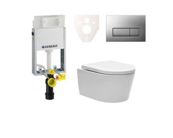 Cenovo zvýhodnený závesný WC set Geberit na zamurovanie + WC SAT Brevis SIKOGE1W8