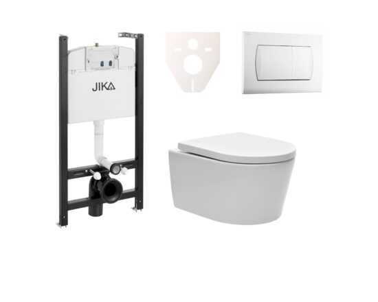 Cenovo zvýhodnený závesný WC set Jika do ľahkých stien / predstenová montáž + WC SAT Brevis SIKOJSW1